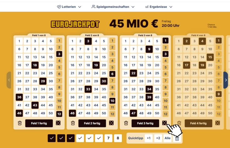 Eurojackpot Optionen-wie Quicktipp nutzen