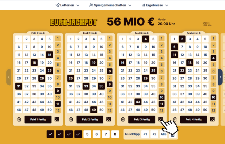 Eurojackpot Tipp 7 - Zufallsgenerator-verwenden