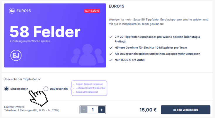 Eurojackpot Tipp 8 - Spielgemeinschaft