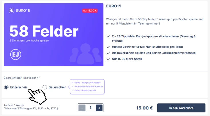 Eurojackpot Tipp 8 - Spielgemeinschaft