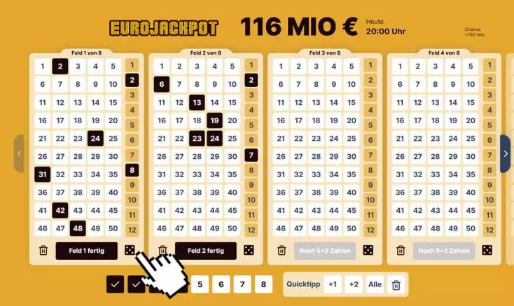 Eurojackpot Zufallszahlengenerator per Quicktipp