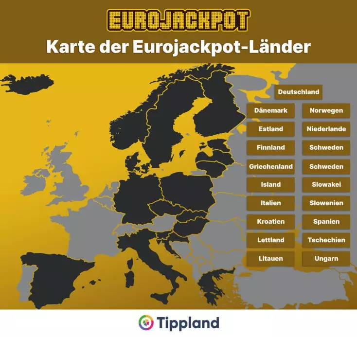 Karte der Eurojackpot LĂ€nder - Infografik