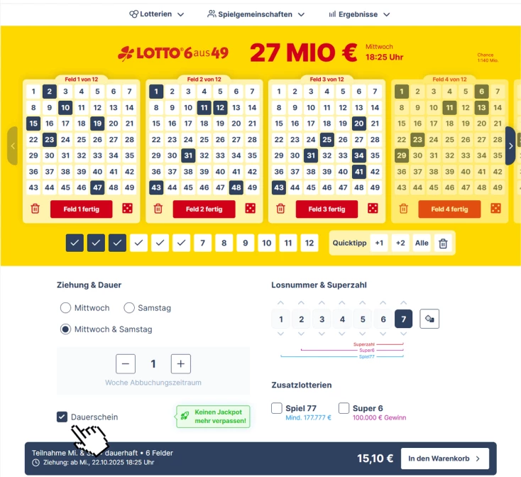 Lotto Dauerschein-ausfüllen