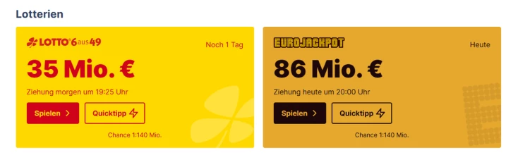 Lotto-Jackpot und Eurojackpot im Vergleich