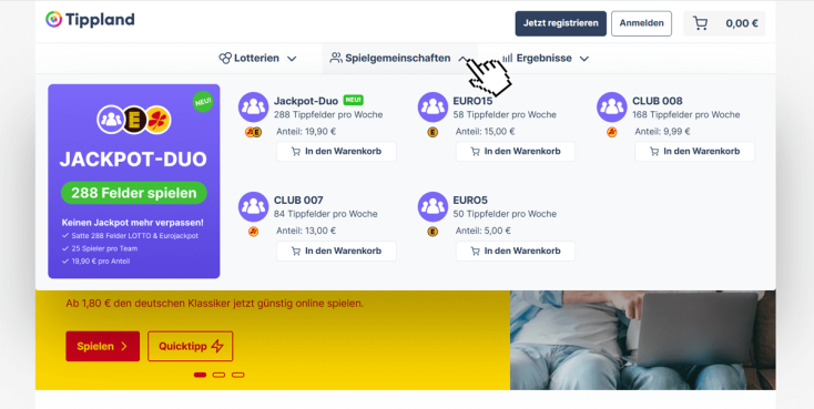 Lotto Spielgemeinschaften bei Tippland