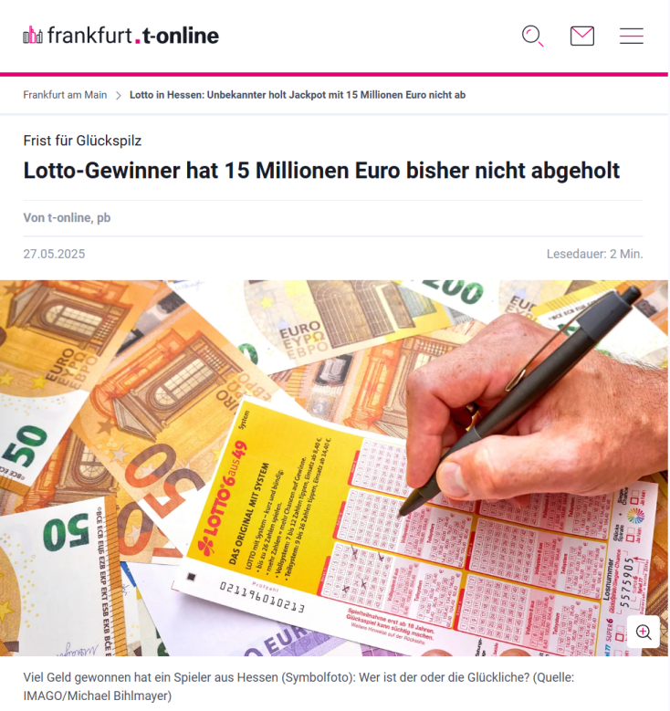 Lottogewinn nicht abgeholt - Nachrichten