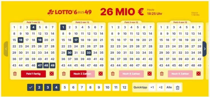 Lottoschein ausfüllen - Die Lottofelder