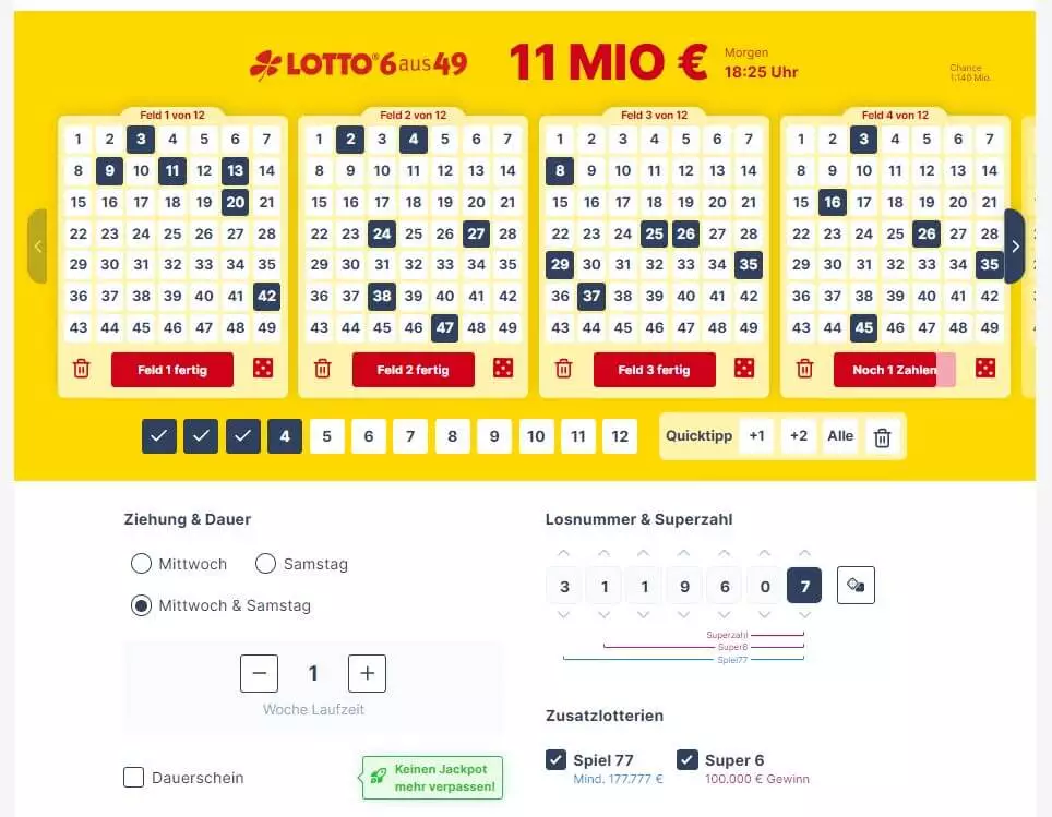 Lotto Tippschein ausfüllen