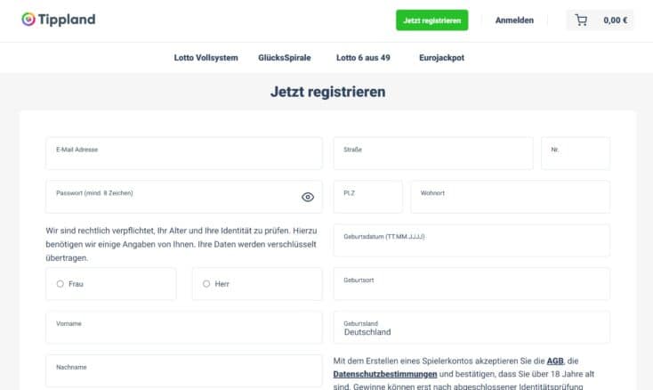 Tippland registrieren