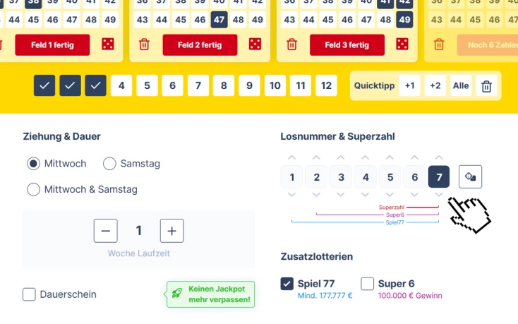 Spiel 77 Losnummer -auswählen