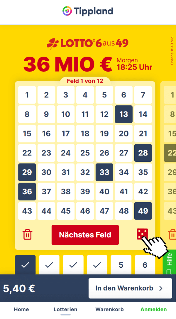 Website als Lotto App-auf Mobil