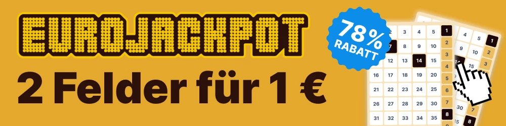Eurojackpot Rabattcode - 2 Felder für 1 Euro