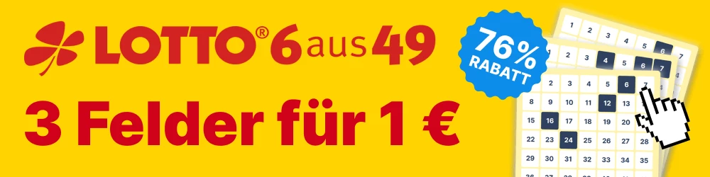 Lotto Rabattcode - 3 Felder für 1 Euro
