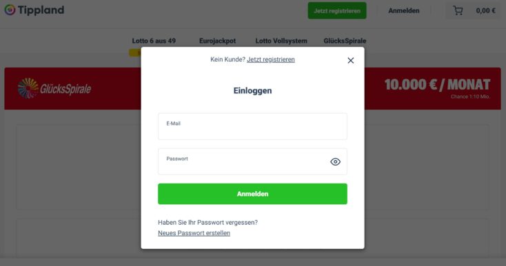 GlücksSpirale Tippland einloggen